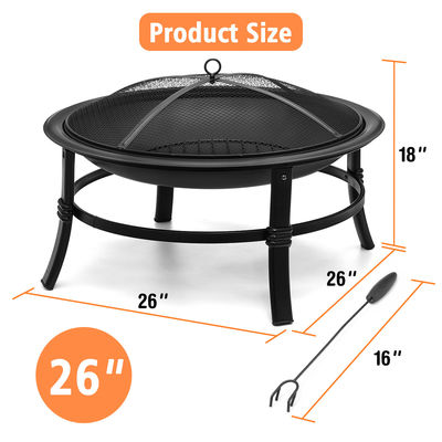 Travel-Friendly 26 Inch Fire Pit Perfect for Camping and Outdoor Gatherings