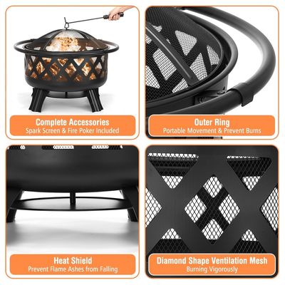 Outdoor Heating 35 Inch Round Fire Pit Mat for Warmth and Support Holiday Selection