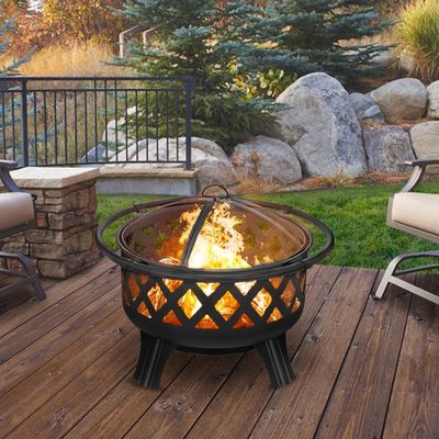 Outdoor Heating 35 Inch Round Fire Pit Mat for Warmth and Support Holiday Selection