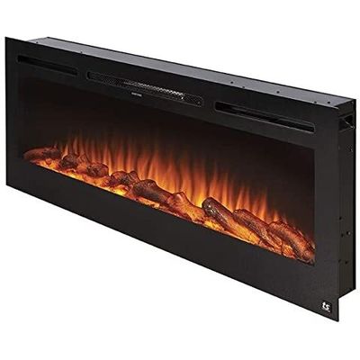 60 inch Electric Fireplace Insert Heater Metal Glass Construction with 9 Colors Flame