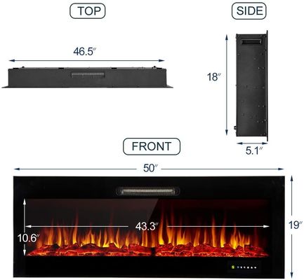 3D Electric Heaters Fireplace with Multicolor 5 Flame Brightness and 127*13*48cm Size