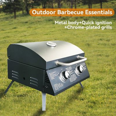 Powder Coated 2 Burners Gas BBQ Grill Propane Rotisserie Roaster Outdoor Oven
