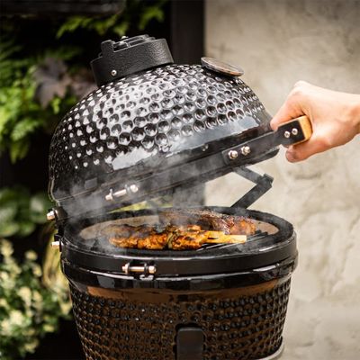 48*36*58cm Galvanized Portable Smoker Kamado Ceramic Grill with Lid and Ventilation