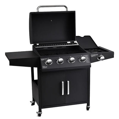 59.5*12cm Warming Area 4 Burner Propane Gas Grill with Side Burner and Cabinet Style
