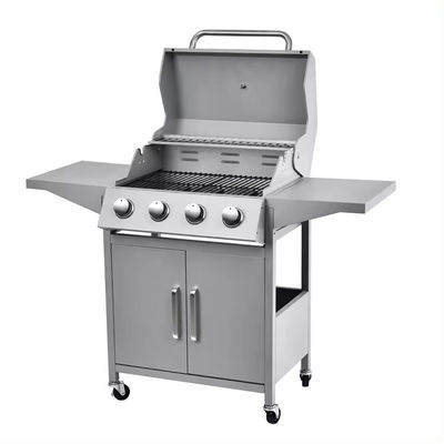 Outdoor Commercial Stainless Steel Gas BBQ Grill with Side Table Custom Logo Acceptable