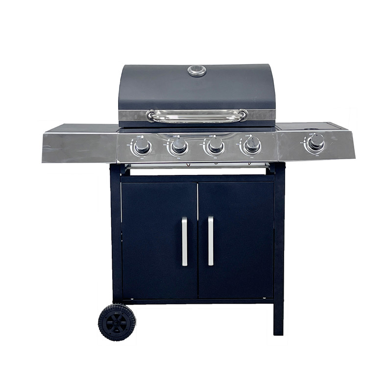 Outdoor Barbeque Gas Grills with Stainless Steel Side Table Custom Black 4 1 Bunners