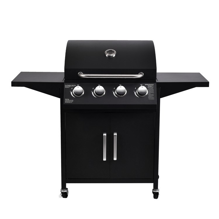 Customized Logo Print Steel Burger BBQ 4 Burners Outdoor Gas Barbeque Grill with Logo